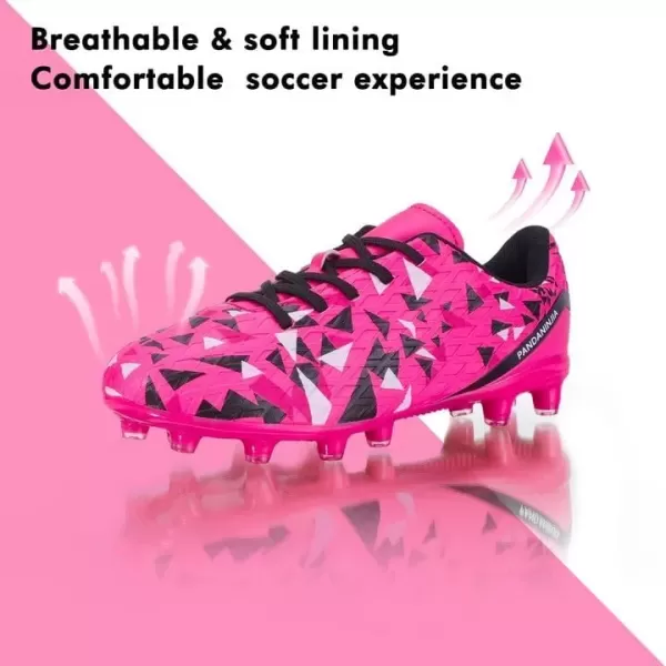 imagePANDANINJIA Kids Soccer Cleats Girls Boys FGAG UnisexChild Athletic Outdoor Football ShoesHotpink