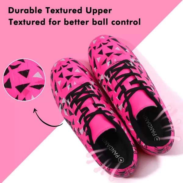 imagePANDANINJIA Kids Soccer Cleats Girls Boys FGAG UnisexChild Athletic Outdoor Football ShoesHotpink