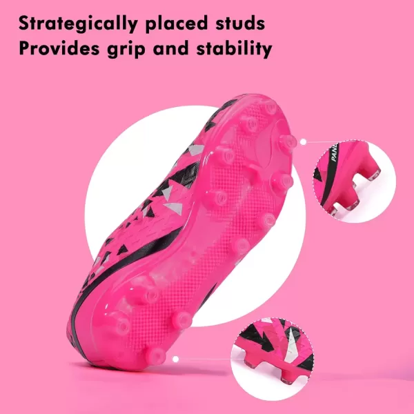 imagePANDANINJIA Kids Soccer Cleats Girls Boys FGAG UnisexChild Athletic Outdoor Football ShoesHotpink
