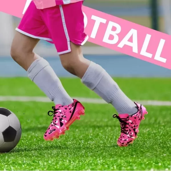 imagePANDANINJIA Kids Soccer Cleats Girls Boys FGAG UnisexChild Athletic Outdoor Football ShoesHotpink