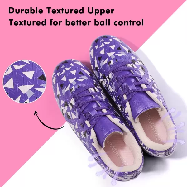 imagePANDANINJIA Kids Soccer Cleats Girls Boys FGAG UnisexChild Athletic Outdoor Football ShoesPurple