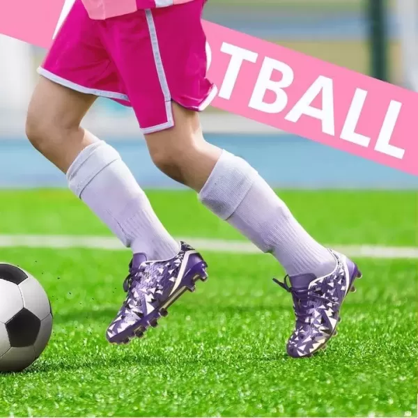 imagePANDANINJIA Kids Soccer Cleats Girls Boys FGAG UnisexChild Athletic Outdoor Football ShoesPurple