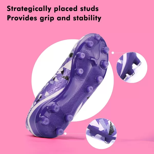 imagePANDANINJIA Kids Soccer Cleats Girls Boys FGAG UnisexChild Athletic Outdoor Football ShoesPurple