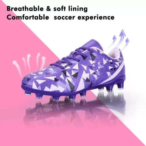 imagePANDANINJIA Kids Soccer Cleats Girls Boys FGAG UnisexChild Athletic Outdoor Football ShoesPurple