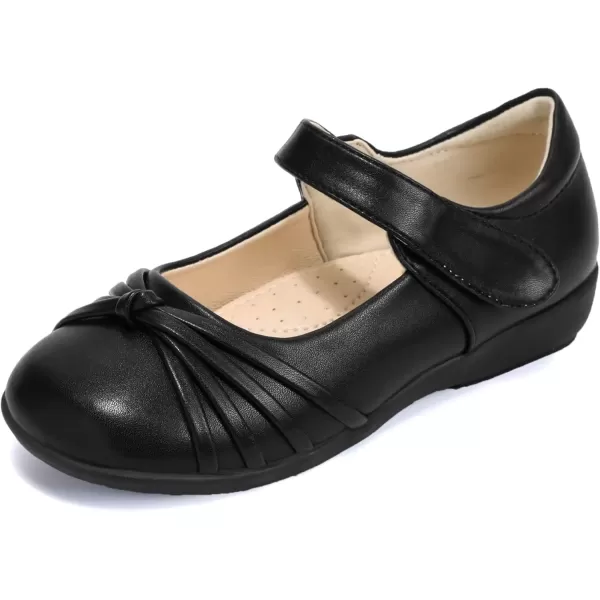 imagePANDANINJIA Demi Girls Mary Jane Black School Uniform Shoes Dress Girls Flats for Toddler Little Kid Big Kid Black Pu 1 M US Little Kid