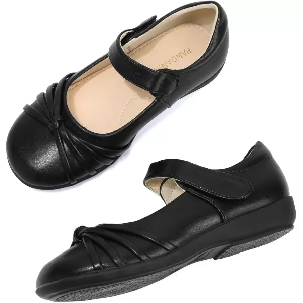 imagePANDANINJIA Demi Girls Mary Jane Black School Uniform Shoes Dress Girls Flats for Toddler Little Kid Big Kid Black Pu 1 M US Little Kid