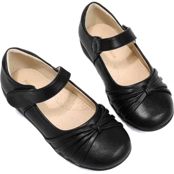 imagePANDANINJIA Demi Girls Mary Jane Black School Uniform Shoes Dress Girls Flats for Toddler Little Kid Big Kid Black Pu 1 M US Little Kid
