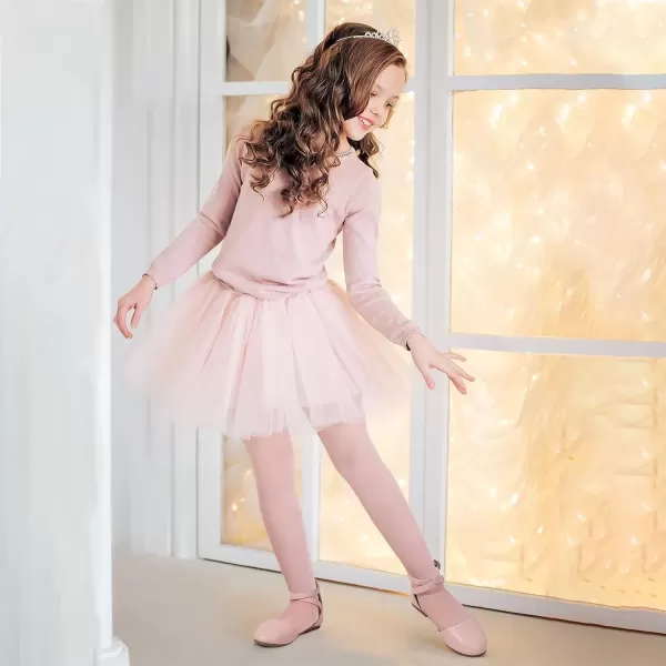 imagePANDANINJIA Girls Dress Shoes Flats Wedding Party School Toddler Little Kids Ankle Strap Ballet Flats SandalsPink Pu