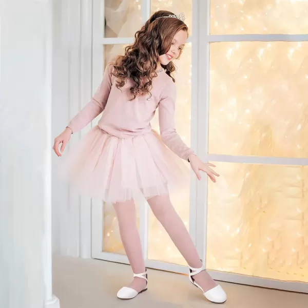 imagePANDANINJIA Girls Dress Shoes Flats Wedding Party School Toddler Little Kids Ankle Strap Ballet Flats SandalsWhite Pu