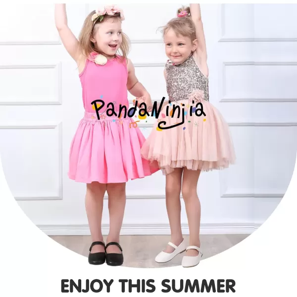 imagePANDANINJIA Girls Dress Shoes Toddler Flower Girl Kids Mary Jane Shoes Ballet Flats School Wedding Party Church Girls ShoesBlack Pu