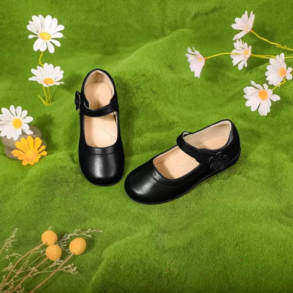 imagePANDANINJIA Girls Mary Jane School Uniform Dress Shoes Josie Girls Flats for Toddler Little Kid Big Kid