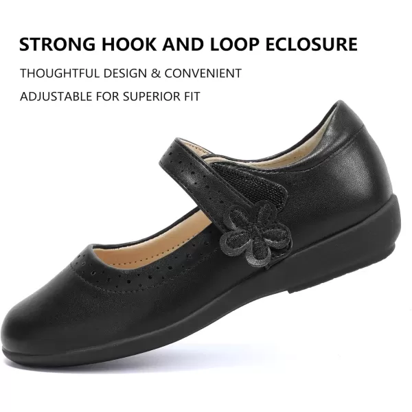 imagePANDANINJIA Girls Mary Jane School Uniform Dress Shoes Josie Girls Flats for Toddler Little Kid Big Kid