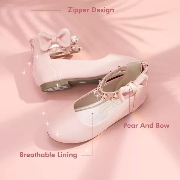 imagePANDANINJIA Jessica Toddler Girls Dress Shoes Ankle Strap Ballet Flats Flower Girl Shoes for Wedding Party SchoolPink Pu