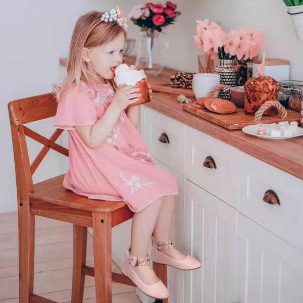 imagePANDANINJIA Jessica Toddler Girls Dress Shoes Ankle Strap Ballet Flats Flower Girl Shoes for Wedding Party SchoolPink Pu
