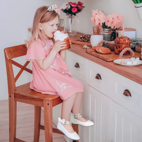imagePANDANINJIA Jessica Toddler Girls Dress Shoes Ankle Strap Ballet Flats Flower Girl Shoes for Wedding Party SchoolWhite Pu