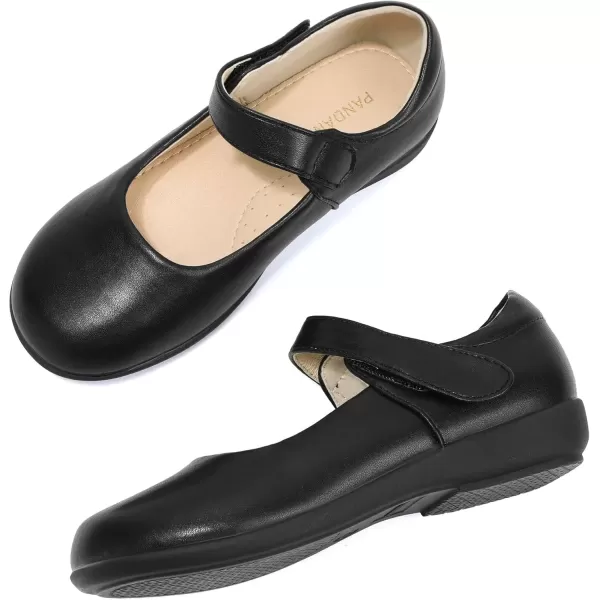 imagePANDANINJIA Sandy Girls Mary Jane School Uniform Shoes Dress Girls Flats for Toddler Little Kid Big KidBlack Pu