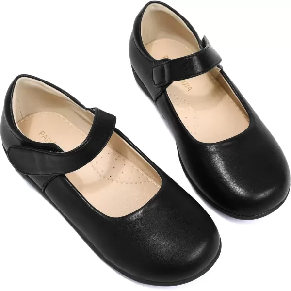 imagePANDANINJIA Sandy Girls Mary Jane School Uniform Shoes Dress Girls Flats for Toddler Little Kid Big KidBlack Pu