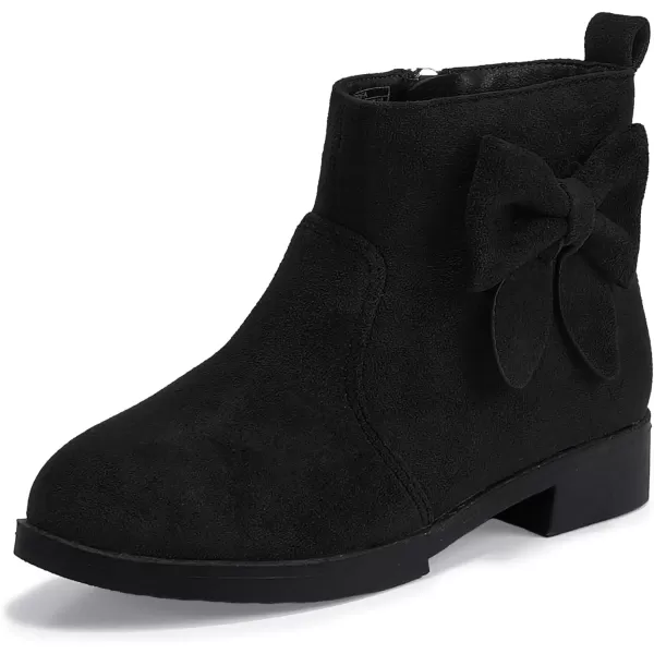 imagePANDANINJIA ToddlerLittle Kid Girls Sofia Sweet Short Ankle Boots Bowknot Side Zipper Dress BootiesA Black Suede