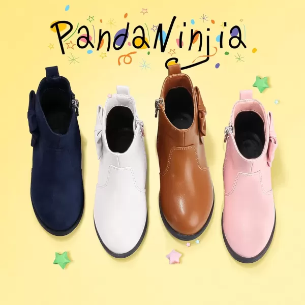 imagePANDANINJIA ToddlerLittle Kid Girls Sofia Sweet Short Ankle Boots Bowknot Side Zipper Dress BootiesA Navy Suede