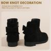 imagePANDANINJIA Girls Boots Toddler Kids Fashion Short Ankle Dress Bow Booties with Side Zipper BootsBlack Suede