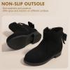 imagePANDANINJIA Girls Boots Toddler Kids Fashion Short Ankle Dress Bow Booties with Side Zipper BootsBlack Suede