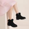 imagePANDANINJIA Girls Boots Toddler Kids Fashion Short Ankle Dress Bow Booties with Side Zipper BootsBlack Suede
