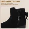imagePANDANINJIA Girls Boots Toddler Kids Fashion Short Ankle Dress Bow Booties with Side Zipper BootsBlack Suede