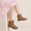 imagePANDANINJIA Girls Boots Toddler Kids Fashion Short Ankle Dress Bow Booties with Side Zipper BootsBrown Pu
