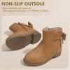imagePANDANINJIA Girls Boots Toddler Kids Fashion Short Ankle Dress Bow Booties with Side Zipper BootsBrown Pu