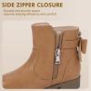 imagePANDANINJIA Girls Boots Toddler Kids Fashion Short Ankle Dress Bow Booties with Side Zipper BootsBrown Pu