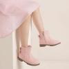 imagePANDANINJIA Girls Boots Toddler Kids Fashion Short Ankle Dress Bow Booties with Side Zipper BootsPink Pu