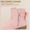 imagePANDANINJIA Girls Boots Toddler Kids Fashion Short Ankle Dress Bow Booties with Side Zipper BootsPink Pu