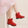 imagePANDANINJIA Girls Boots Toddler Kids Fashion Short Ankle Dress Bow Booties with Side Zipper BootsRed Suede 01
