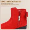imagePANDANINJIA Girls Boots Toddler Kids Fashion Short Ankle Dress Bow Booties with Side Zipper BootsRed Suede 01