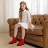 imagePANDANINJIA Girls Boots Toddler Kids Fashion Short Ankle Dress Bow Booties with Side Zipper BootsRed Suede 01