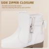 imagePANDANINJIA Girls Boots Toddler Kids Fashion Short Ankle Dress Bow Booties with Side Zipper BootsWhite Pu