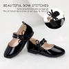 imagePANDANINJIA Naomi Girls Dress Shoes Mary Jane Ballet Flats Flower Girl Wedding Party Communion Shoes for Toddler Little Kid Big KidBlack Patent