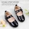 imagePANDANINJIA Naomi Girls Dress Shoes Mary Jane Ballet Flats Flower Girl Wedding Party Communion Shoes for Toddler Little Kid Big KidBlack Patent