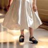 imagePANDANINJIA Naomi Girls Dress Shoes Mary Jane Ballet Flats Flower Girl Wedding Party Communion Shoes for Toddler Little Kid Big KidBlack Patent