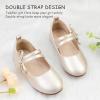 imagePANDANINJIA Naomi Girls Dress Shoes Mary Jane Ballet Flats Flower Girl Wedding Party Communion Shoes for Toddler Little Kid Big KidChampagne Pu