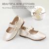 imagePANDANINJIA Naomi Girls Dress Shoes Mary Jane Ballet Flats Flower Girl Wedding Party Communion Shoes for Toddler Little Kid Big KidChampagne Pu