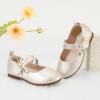 imagePANDANINJIA Naomi Girls Dress Shoes Mary Jane Ballet Flats Flower Girl Wedding Party Communion Shoes for Toddler Little Kid Big KidChampagne Pu