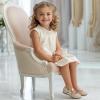 imagePANDANINJIA Naomi Girls Dress Shoes Mary Jane Ballet Flats Flower Girl Wedding Party Communion Shoes for Toddler Little Kid Big KidGold Glitter