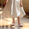 imagePANDANINJIA Naomi Girls Dress Shoes Mary Jane Ballet Flats Flower Girl Wedding Party Communion Shoes for Toddler Little Kid Big KidPink Pu