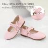 imagePANDANINJIA Naomi Girls Dress Shoes Mary Jane Ballet Flats Flower Girl Wedding Party Communion Shoes for Toddler Little Kid Big KidPink Pu
