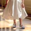 imagePANDANINJIA Naomi Girls Dress Shoes Mary Jane Ballet Flats Flower Girl Wedding Party Communion Shoes for Toddler Little Kid Big KidSilver Glitter
