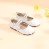 imagePANDANINJIA Naomi Girls Dress Shoes Mary Jane Ballet Flats Flower Girl Wedding Party Communion Shoes for Toddler Little Kid Big KidWhite Pu