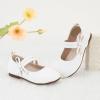 imagePANDANINJIA Naomi Girls Dress Shoes Mary Jane Ballet Flats Flower Girl Wedding Party Communion Shoes for Toddler Little Kid Big KidWhite Pu