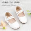 imagePANDANINJIA Naomi Girls Dress Shoes Mary Jane Ballet Flats Flower Girl Wedding Party Communion Shoes for Toddler Little Kid Big KidWhite Pu