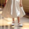 imagePANDANINJIA Naomi Girls Dress Shoes Mary Jane Ballet Flats Flower Girl Wedding Party Communion Shoes for Toddler Little Kid Big KidWhite Pu